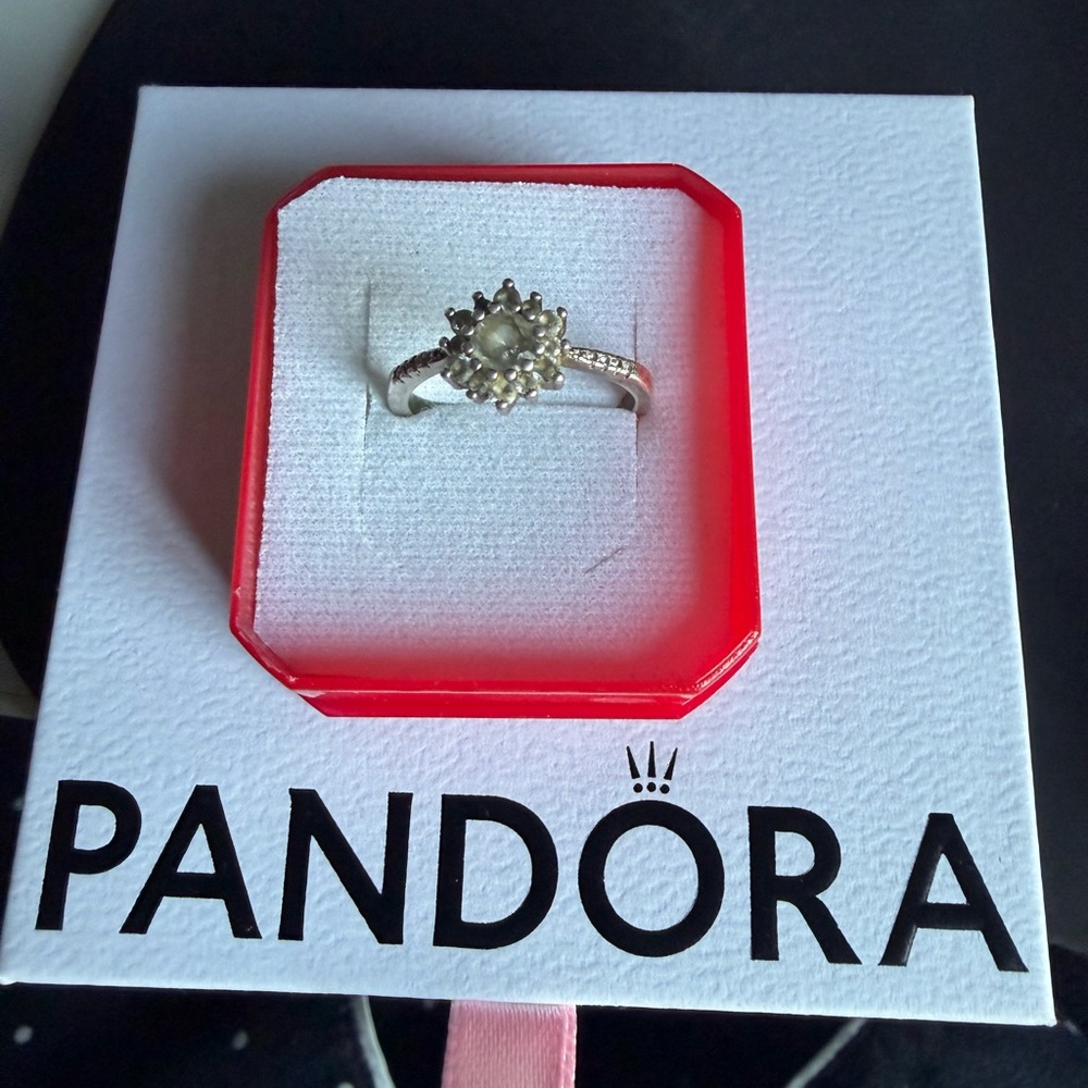 Pandora Silver Ring with Elegant Sparkle